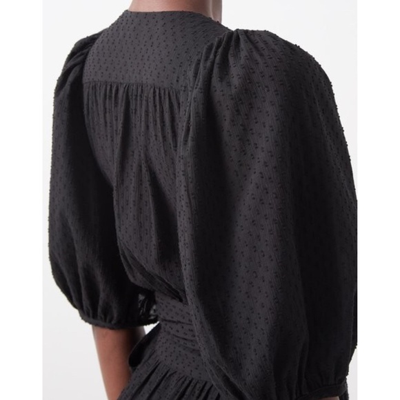 Three Graces London Bronwyn Fil-coupé Cotton Wrap Black Maxi Dress - Picture 2 of 11